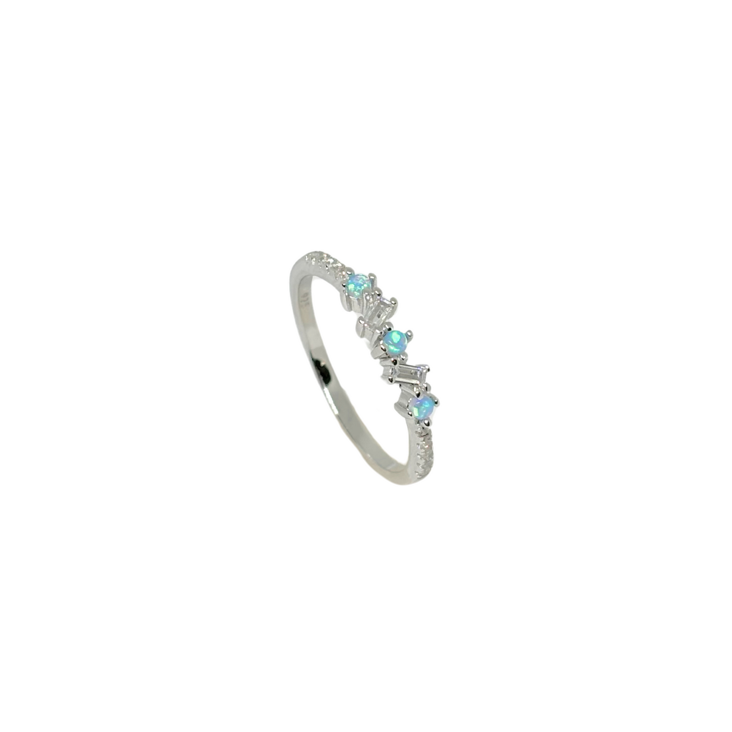 Anillo con ópalo y circonia fino