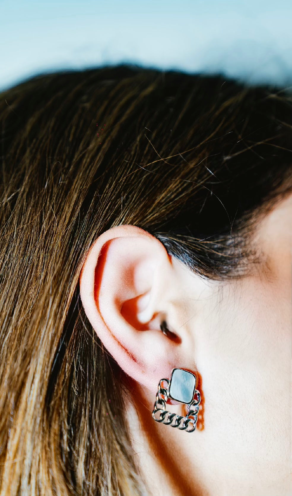 Arete cuadrado cadena