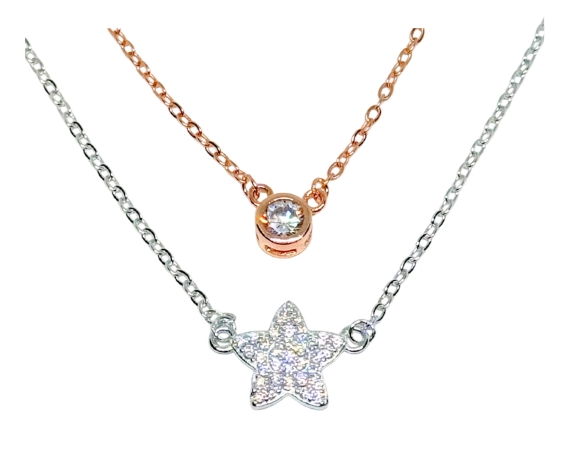 Gargantilla doble estrella pavé