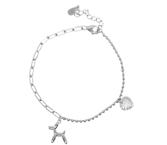 Pulsera dije perrito y corazón
