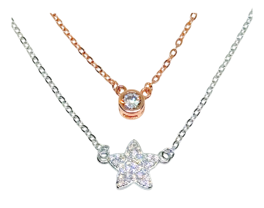 Gargantilla doble estrella pavé